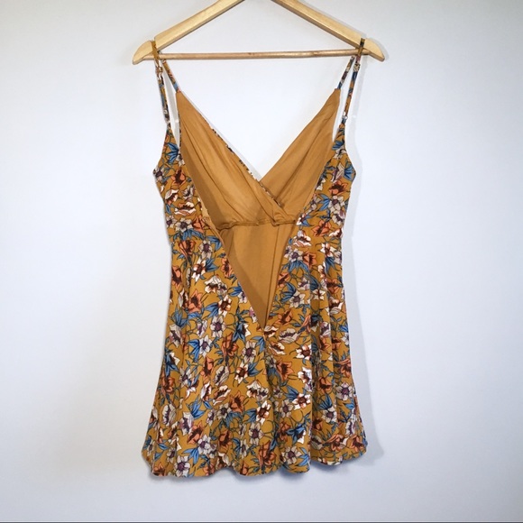 Floral A-Line Summer Swing Dress Mustard Yellow - Picture 7 of 8